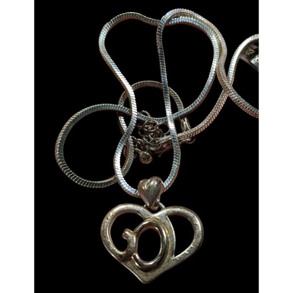 Classic Religious God Heart Pendant Necklace Marked SJ - Picture 3 of 6